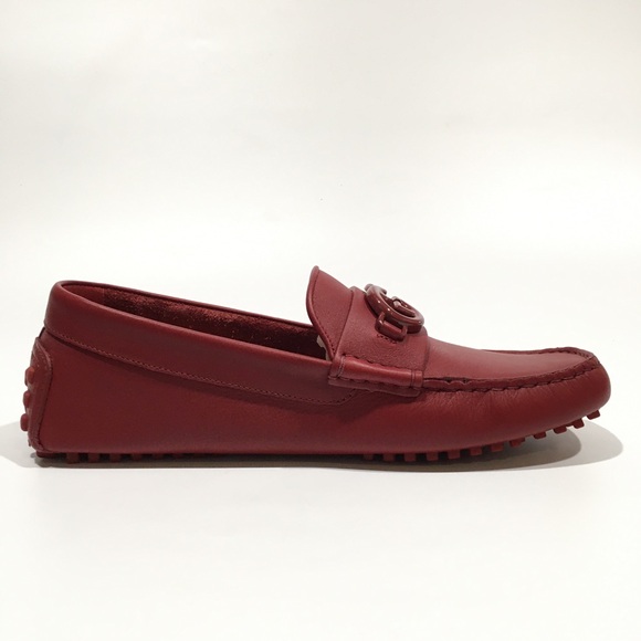 GUCCI INTERLOCKING G DRIVING MOCCASINS -RED CALF LEATHER -MEN’S US 9 -NEW - Picture 4 of 11